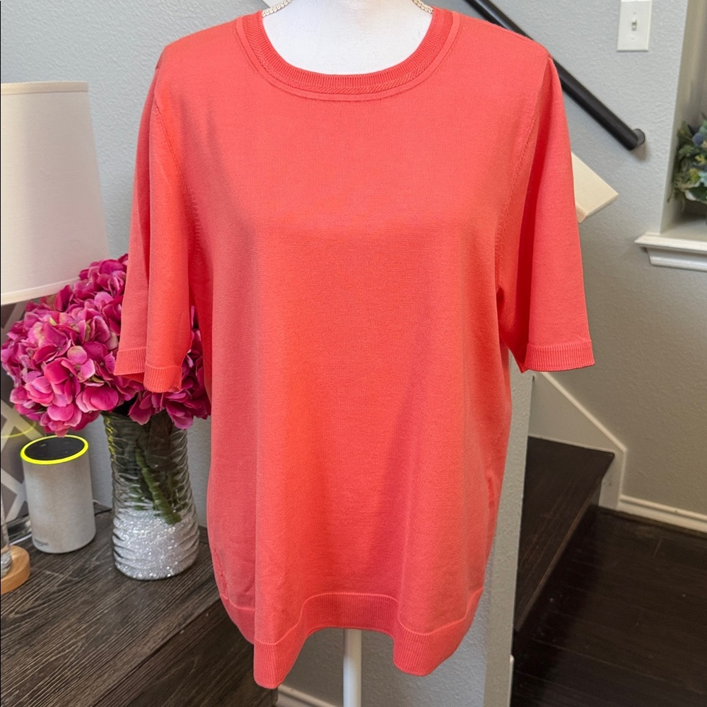 Chico’s Crewneck Pullover Sweater in Melon Mambo - Picture 6 of 13